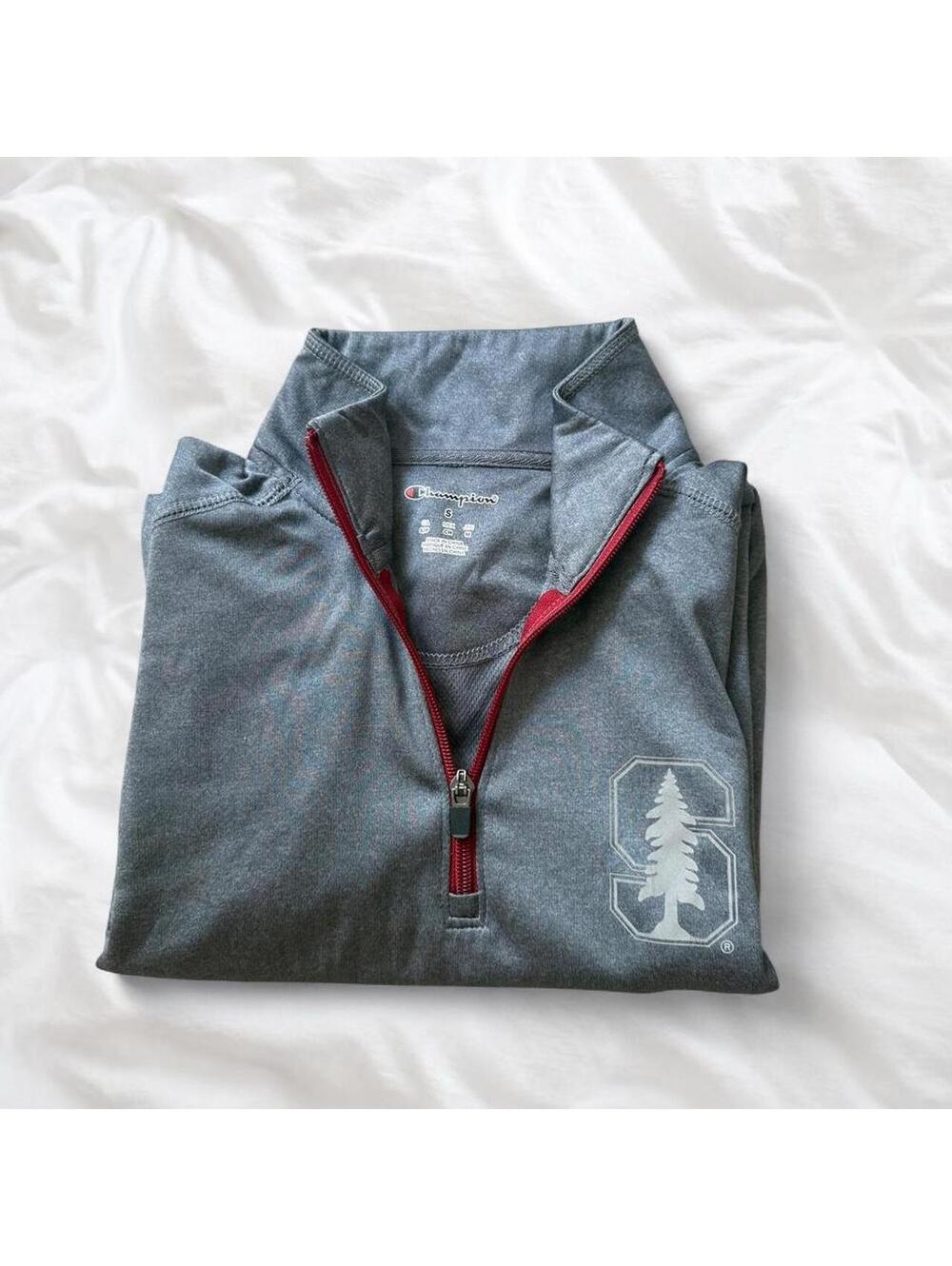Stanford Champion Gray Quarter Zip Pullover Size Small